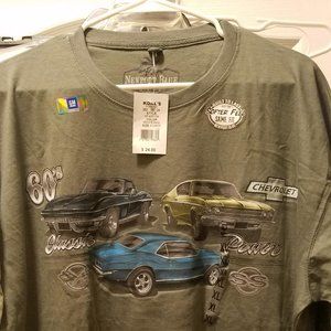 Men's tshirt depicting classic Chevy cars